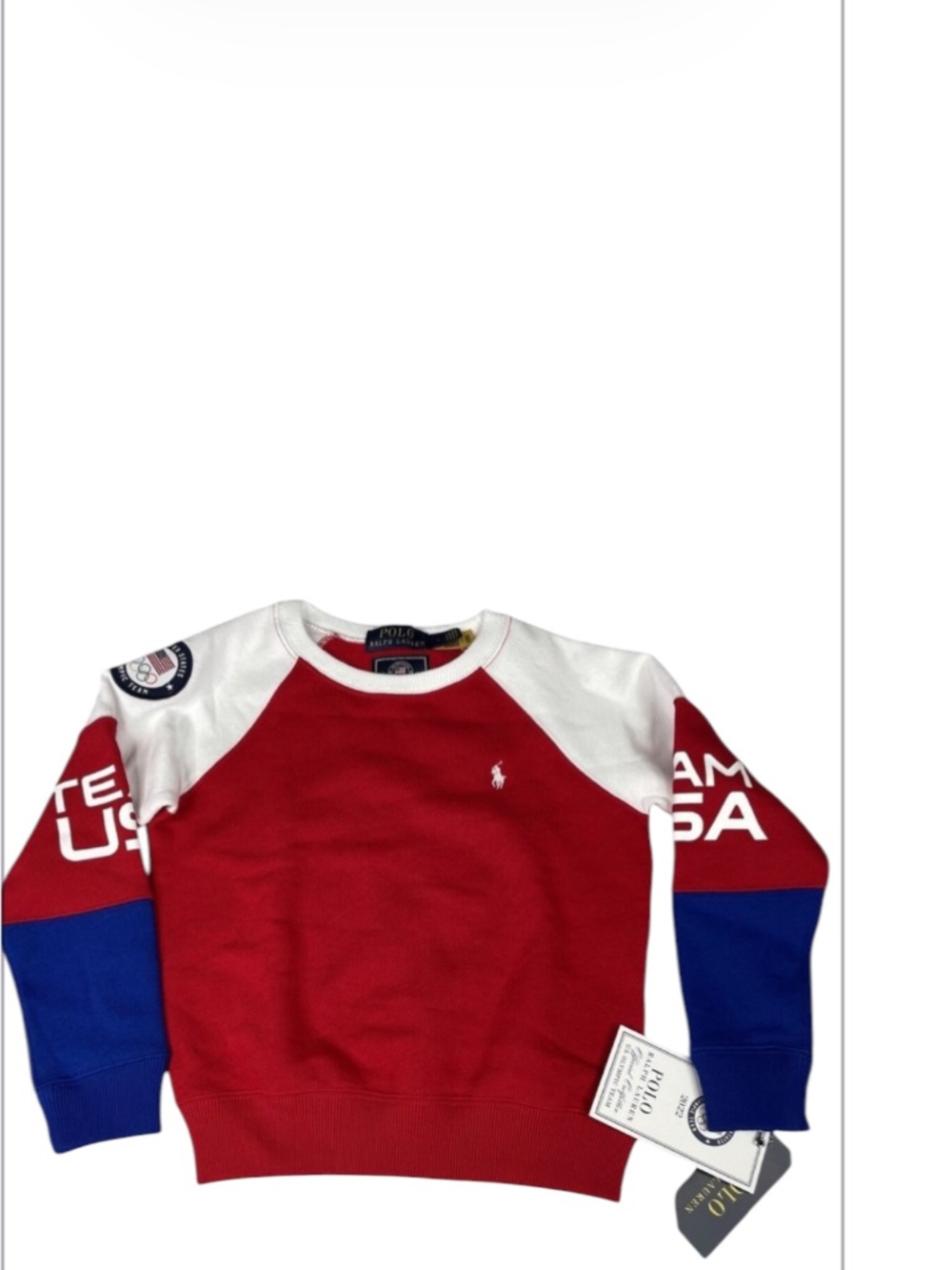 Polo 2022 Ralph Lauren Girls 6 Team USA Olympic Team Red White Blue Sweatshirt
